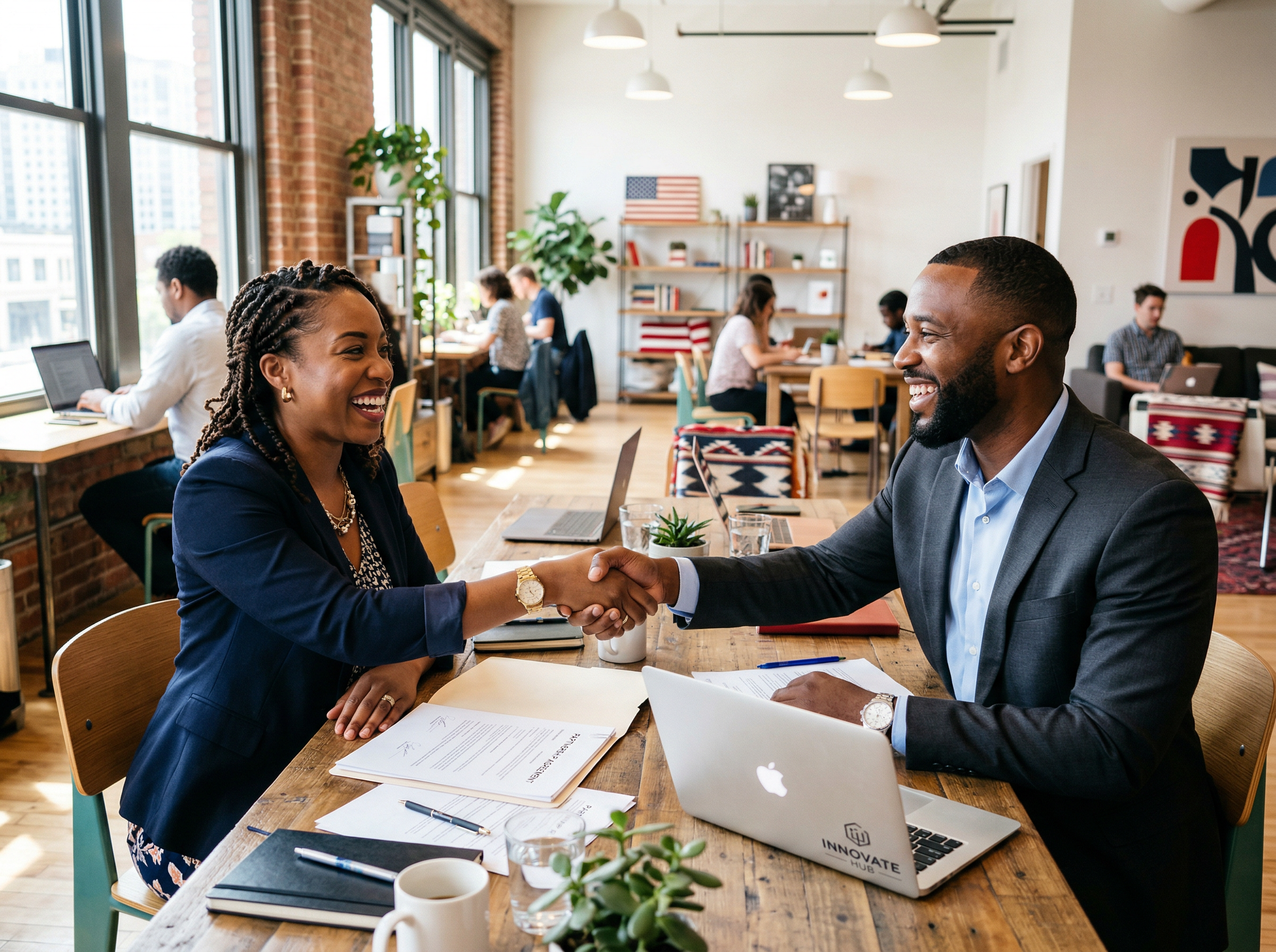 Black entrepreneurs collaborating on a business deal